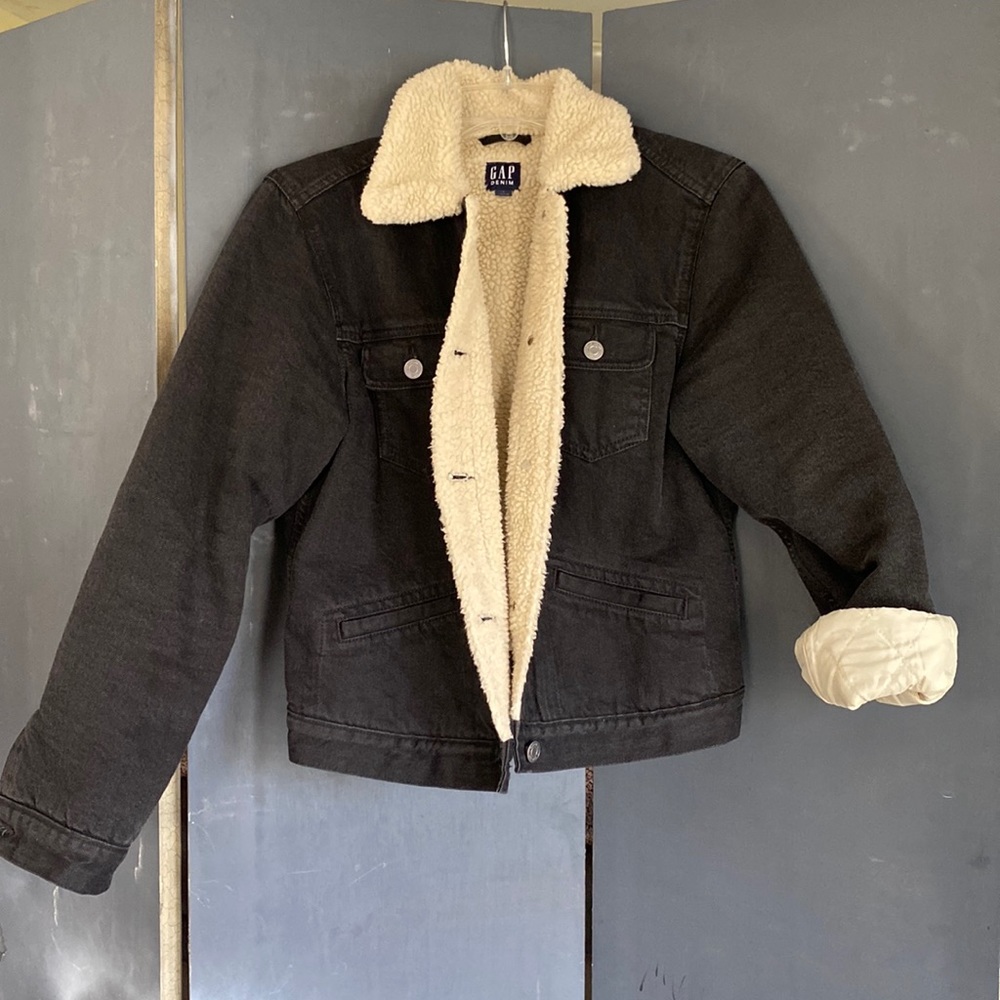 Black denim coat